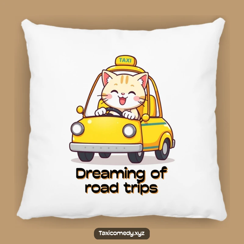 Funny Cat Comfort Pillow: Cozy Support with a Happy Taxi Driver