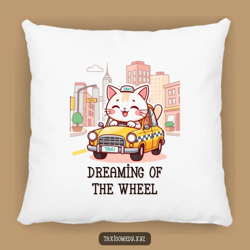 Funny Driving Cat Taxi Pillow - Comfy Humorous Home Accent
