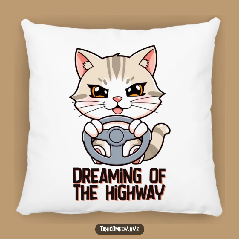 Funny Cat Pillow: Determined Driver, Cozy Funny Gift