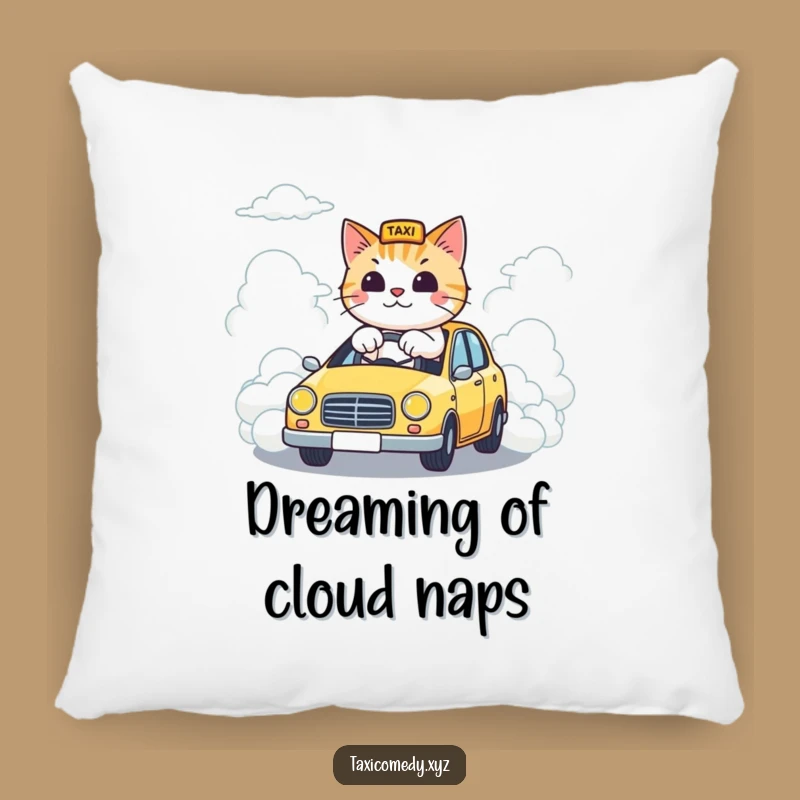 Funny Cloud Taxi Cat Pillow: Soft Feline Driver, a Comfy Funny Gift!