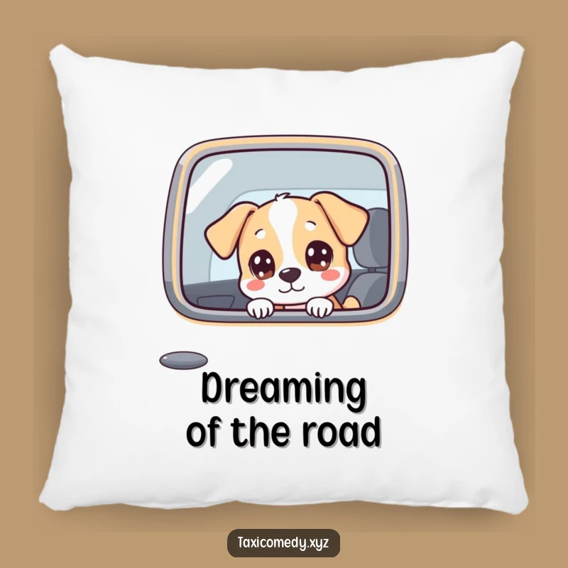 Funny Dog in Taxi Pillow - Cozy Humorous Accent for Happy Homes