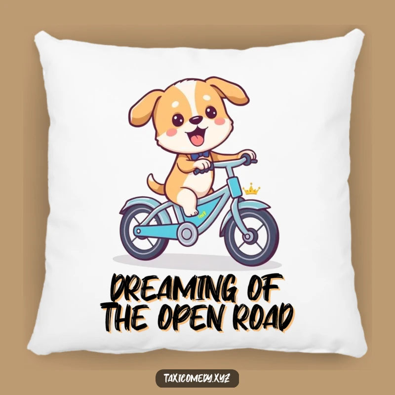 Funny Dog Taxi Driver Pillow - Comfy Canine Cyclist Cushion for Cozy Laughter