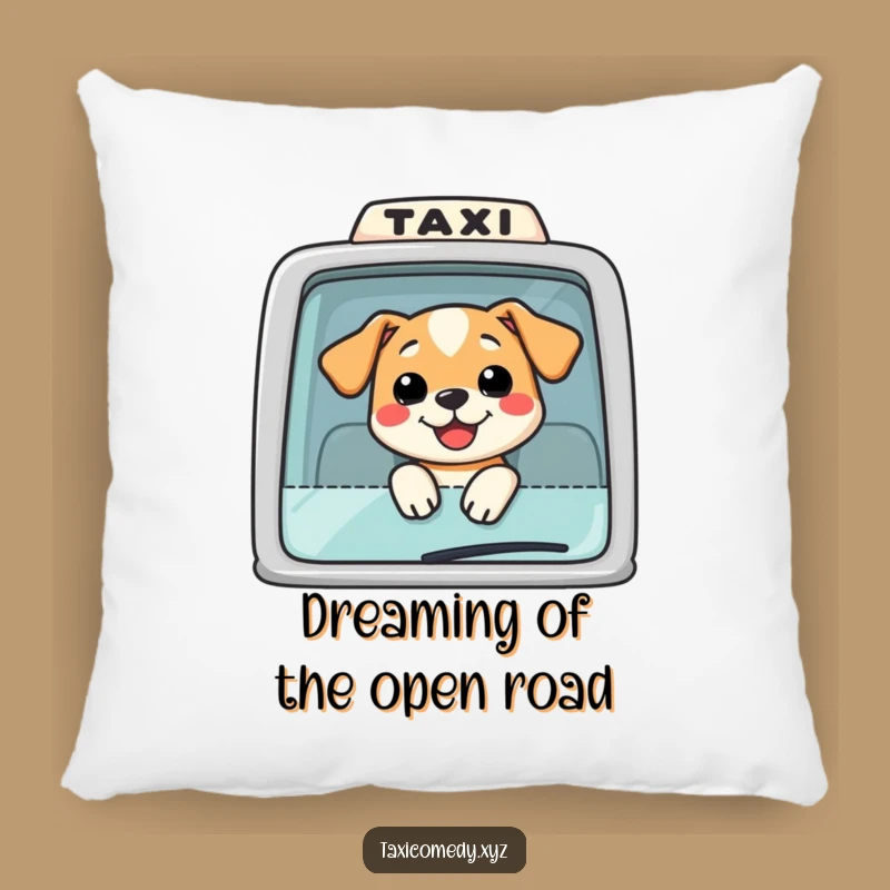 Funny Dog Taxi Pillow: Cute Smiling Pooch Accent, Comfy & Hilarious Gift!