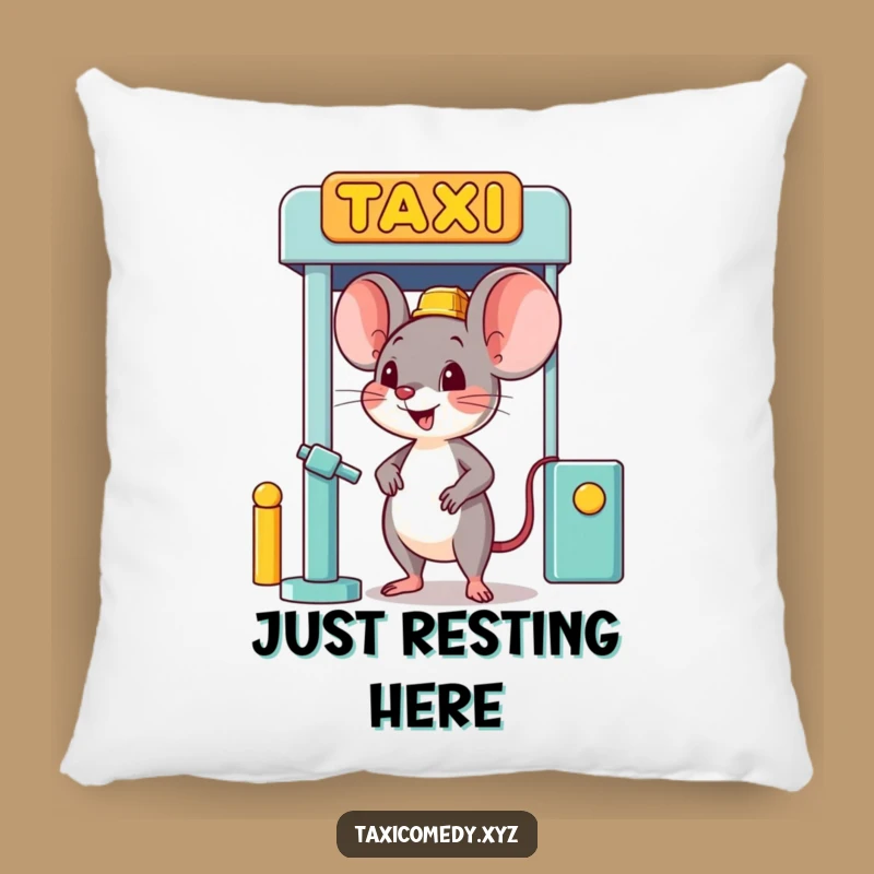 Funny Mouse Taxi Stand Pillow - Cozy Humorous Accent for Happy Homes