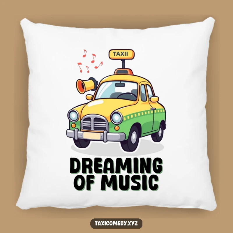 Funny Musical Taxi Pillow: Whimsical Horn Playing Tunes, Comfy & Humorous Ride Decor Gift