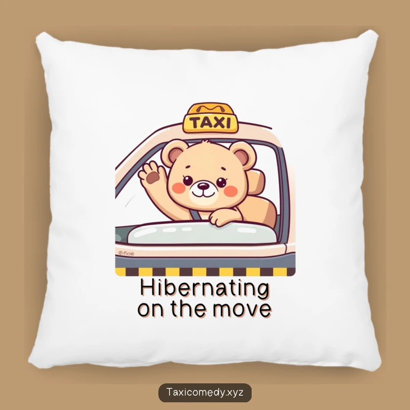 Funny Bear Cub Taxi Pillow: Cozy Cub Cushion, Comfortable & Adorable Decor