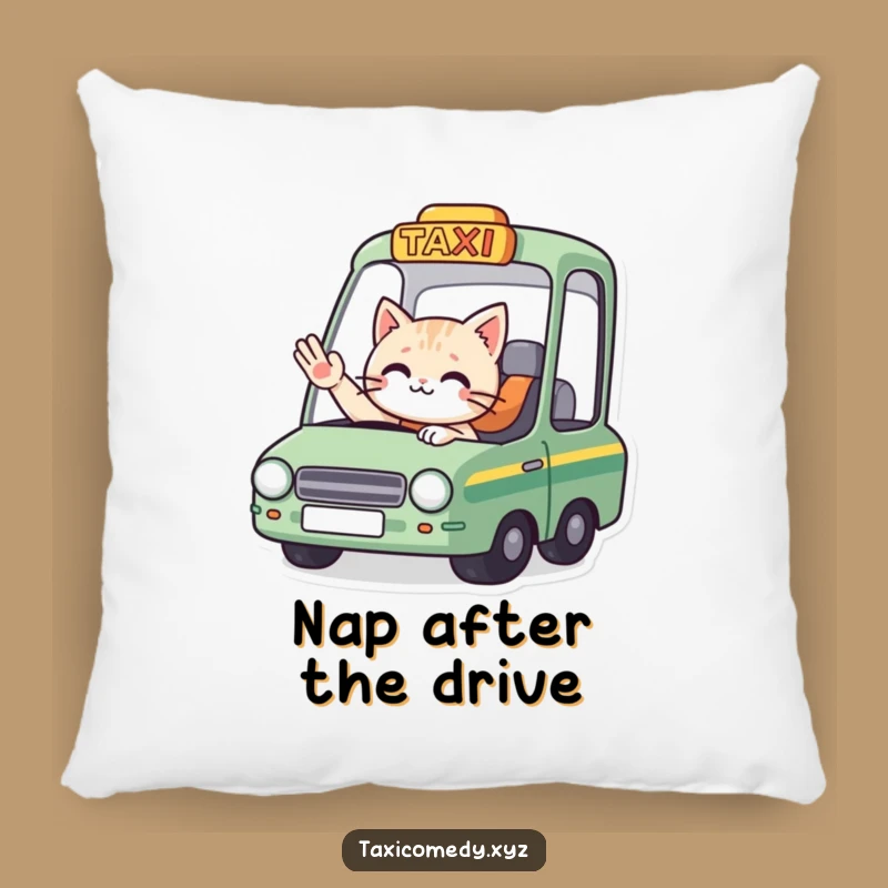 Funny Cat Taxi Goodbye Pillow: Cozy Up with Hilarious Farewells