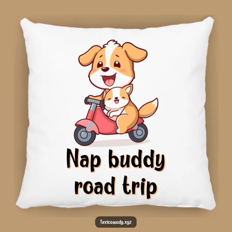 Funny Dog Taxi Pillow: Soft Canine Driver with Passenger, a Comfy Funny Gift!