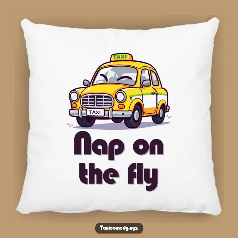 Funny Winking Taxi Pillow: Comfy Humor for Your Sofa!