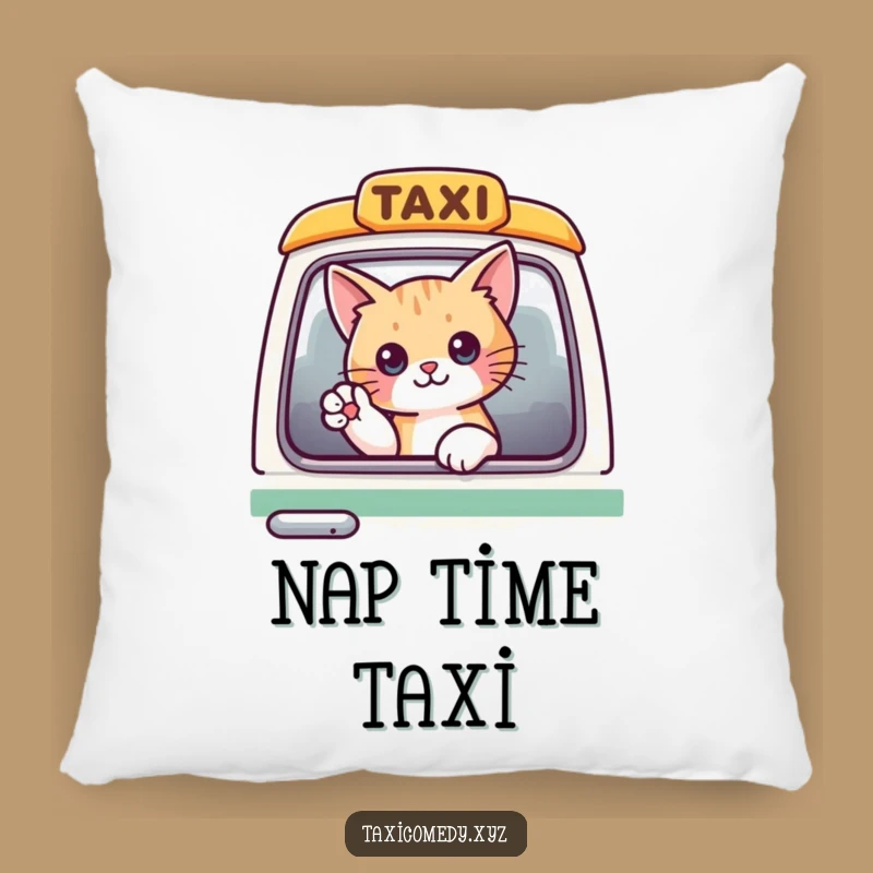Funny Cat Taxi Pillow: Snuggle Up with Hilarious Feline Comfort