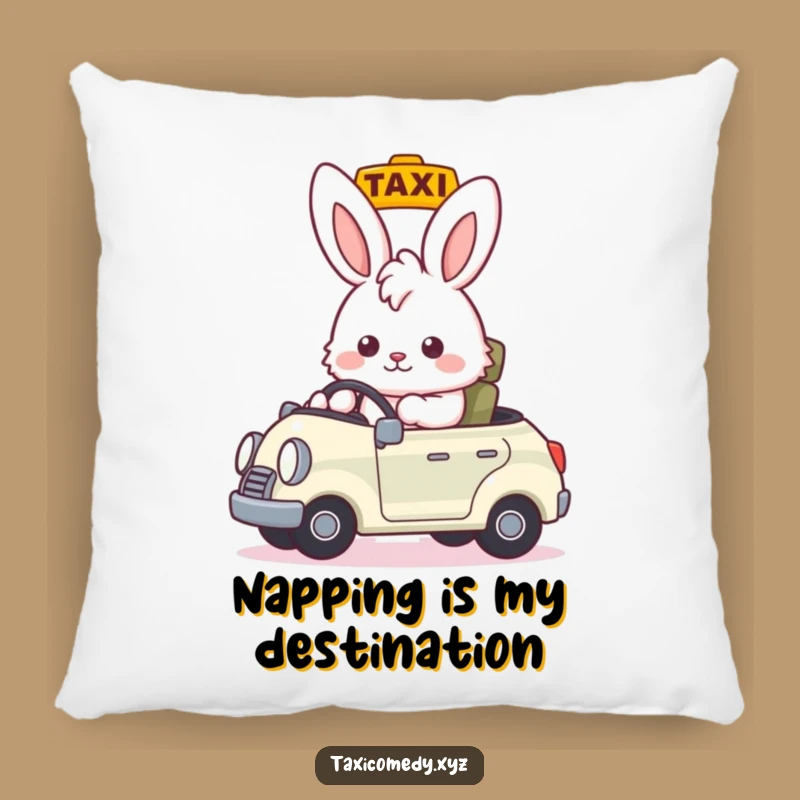 Funny Bunny Taxi Driver Pillow: Comfy Cushion and Hilarious Home Gift