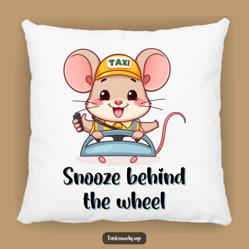Funny Happy Mouse Taxi Pillow: Cozy Up with Cheerful Comfort