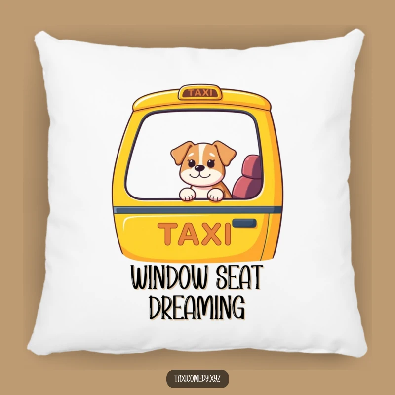 Funny Dog Taxi Pillow: Cozy and Hilarious Canine Commute Accent for Sofas