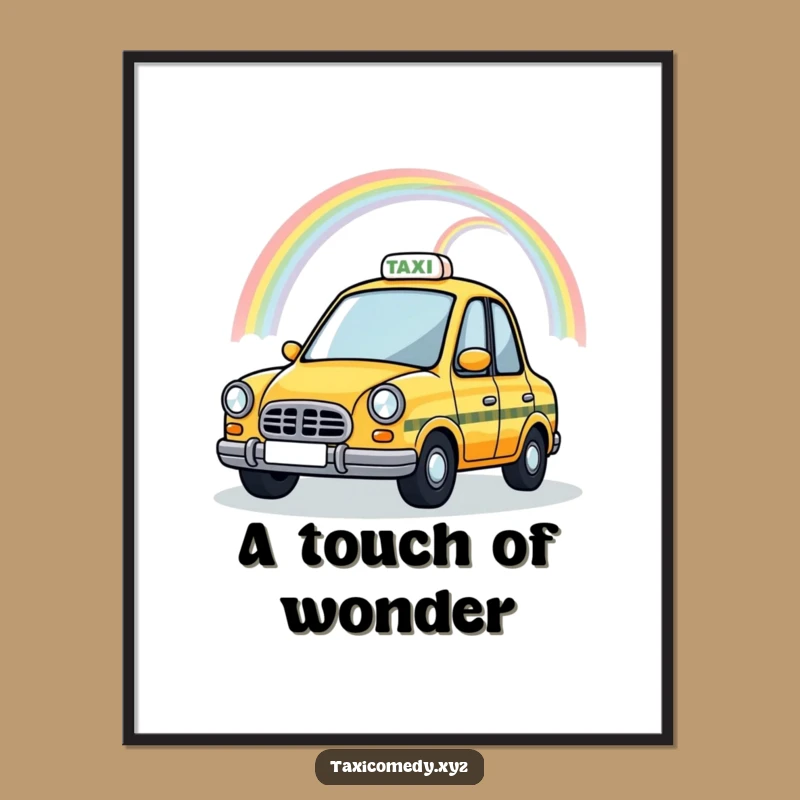 Funny Magical Taxi Digital Art: Rainbow Cab, Humorous Wall Art Download Gift