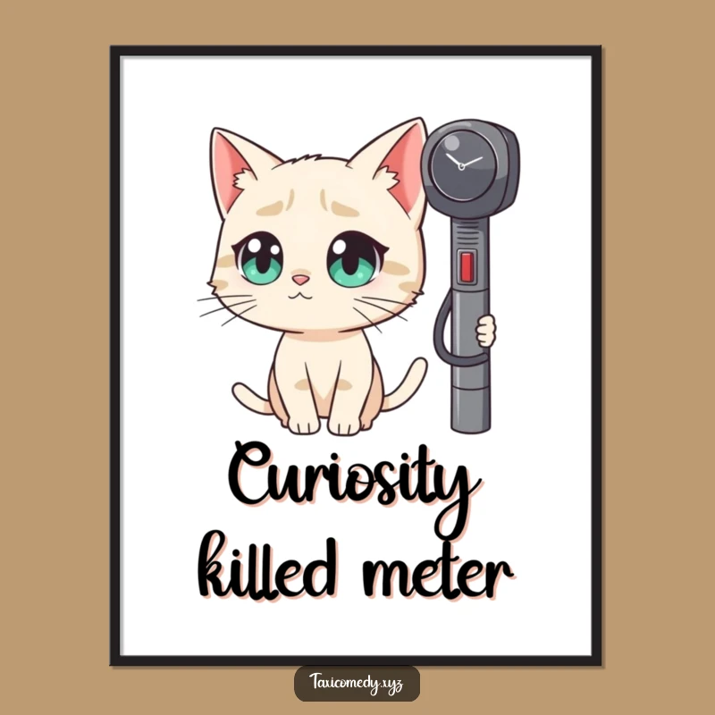 Funny Cat Taxi Meter Digital Art - Instant Humorous Decor Print