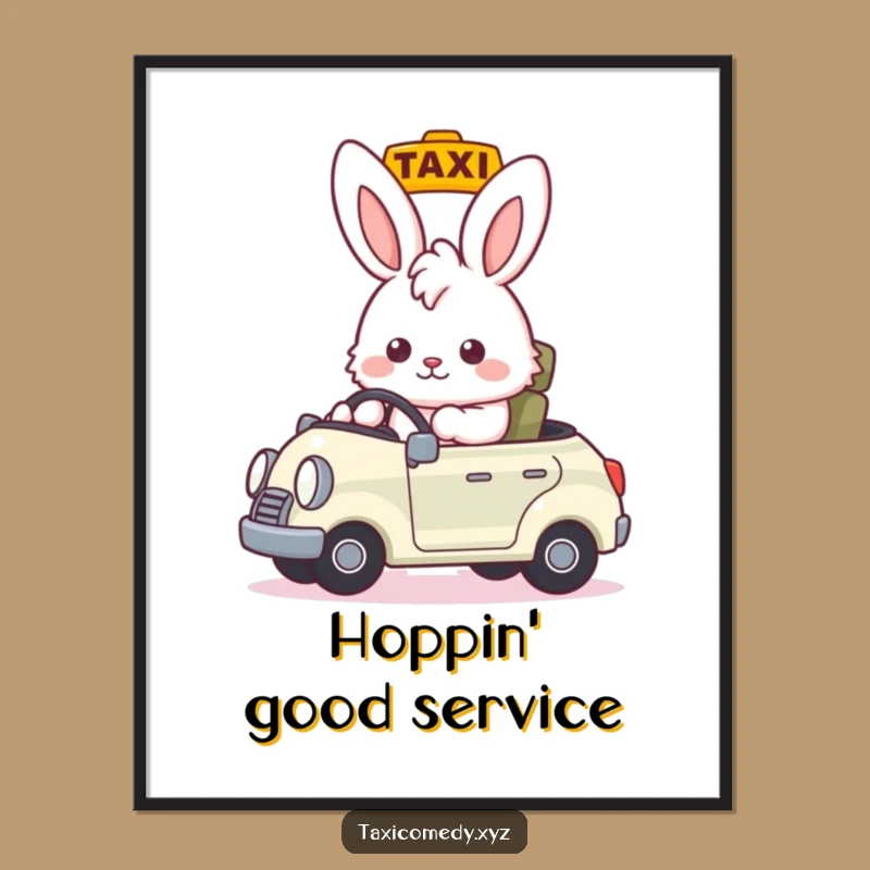Funny Bunny Taxi Driver Digital Print: Instant Charm and Hilarious Decor