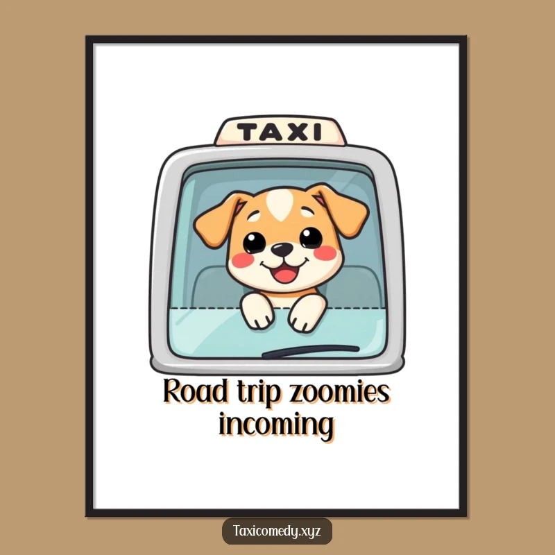 Funny Dog Taxi Digital Art: Instant Smiling Pooch Download, Perfect Wall Art Gift!