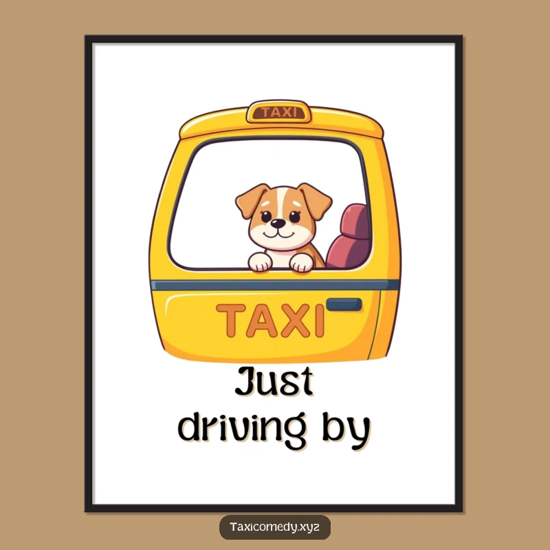Funny Dog Taxi Digital Art Print: Hilarious Canine Commute Artwork for Instant Download