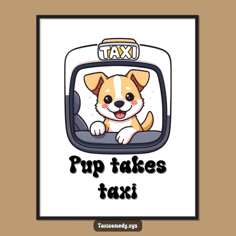 Funny Dog Taxi Digital Print: Instant Joy for Your Walls