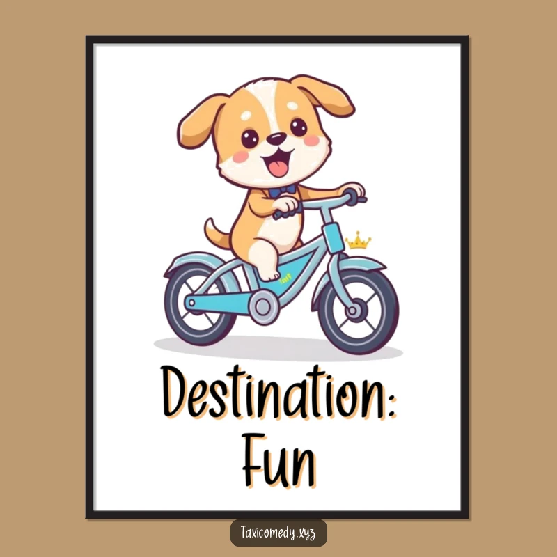 Funny Dog Taxi Driver Digital Art - Hilarious Canine Cyclist Print for Instant Joy