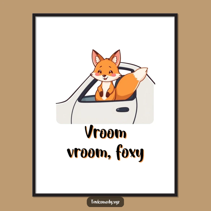 Funny Fox Digital Art Print: Cheerful Rider, Instant Travel Decor