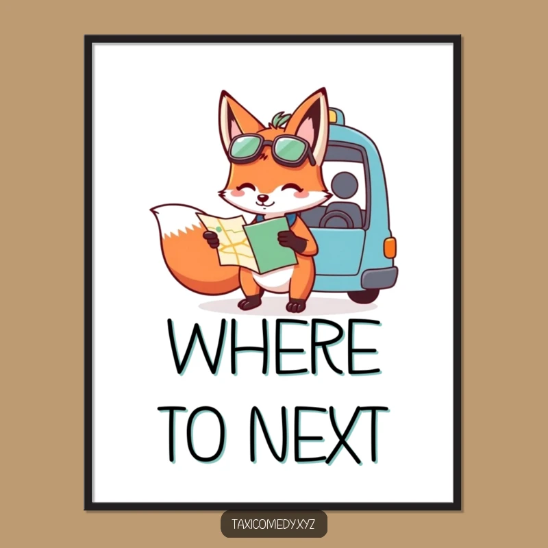 Funny Fox Navigator Digital Print: Instant Wit for Your Walls