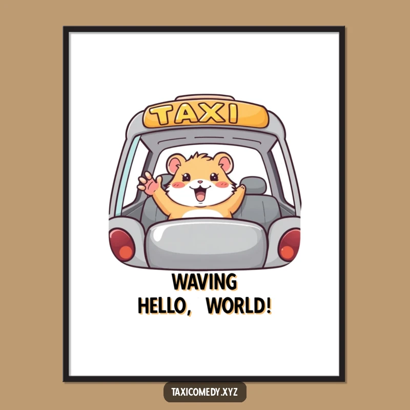 Funny Hamster Taxi Digital Art Print: Hilarious Rodent Commute Artwork for Instant Download
