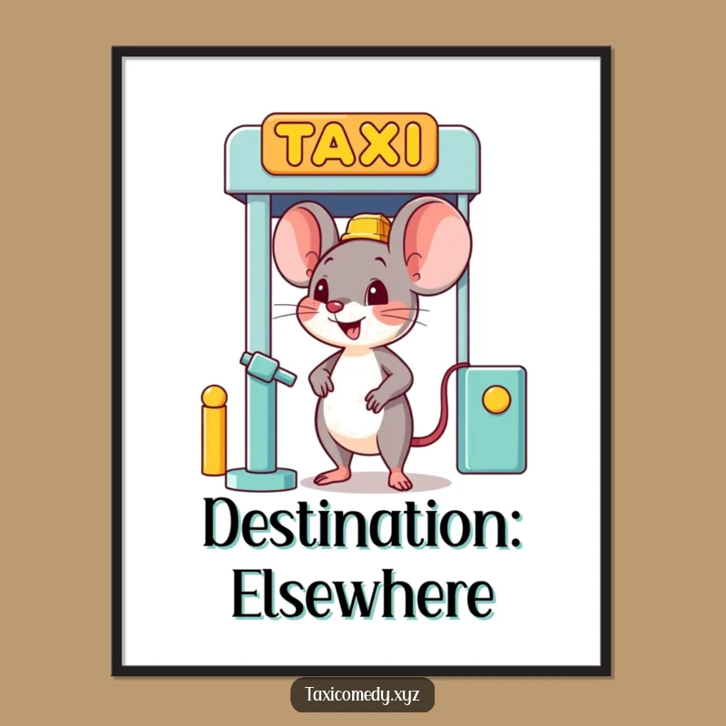 Funny Mouse Taxi Stand Digital Art - Humorous Download for Instant Cheer