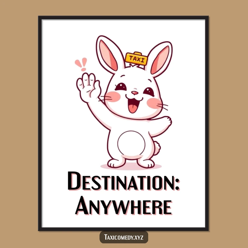 Funny Rabbit Hailing Taxi Digital Art - Humorous Download for Instant Cheer