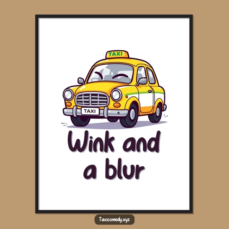 Funny Winking Taxi Digital Art: Instant Humor for Your Space!