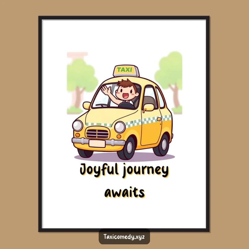 Funny Excited Taxi Driver Digital Art: Instant Friendly Decor, Perfect Gift