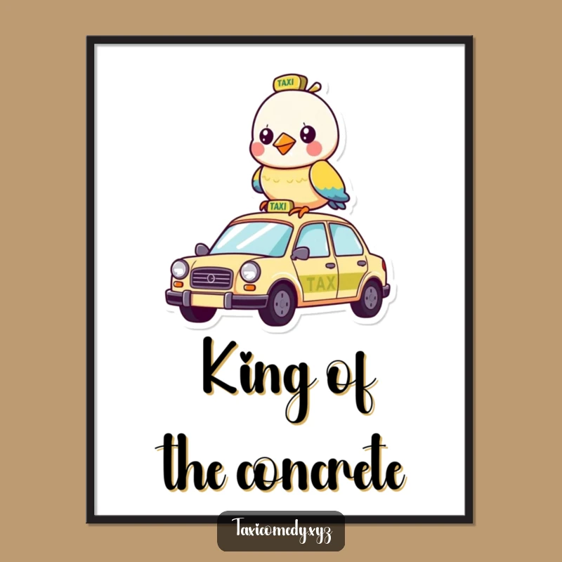 Funny Bird Taxi Digital Art: Instant Download of Hilarious Character Decor