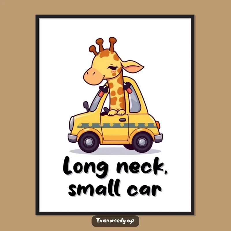 Funny Giraffe Taxi Digital Art - Humorous Download for Instant Smiles