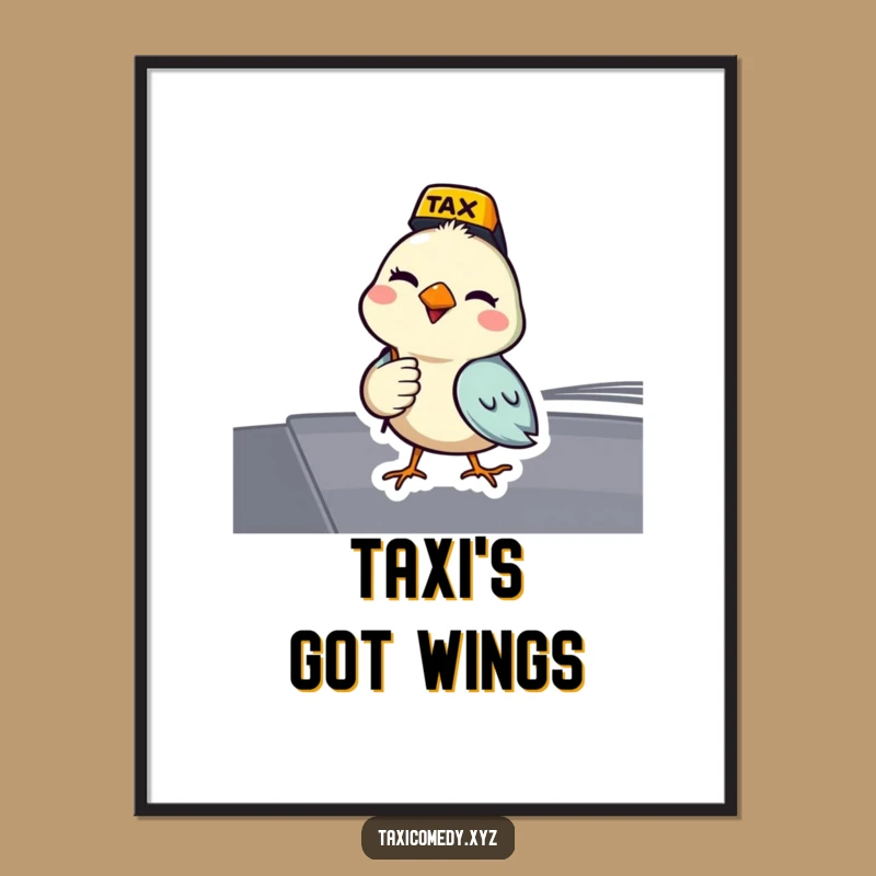 Funny Bird Digital Art Print: Winking Driver, Instant Avian Decor