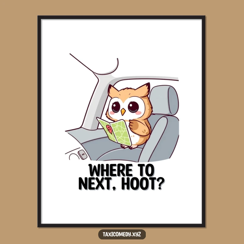 Funny Owl Navigator Digital Art: Instant Wise Owl Download, Perfect Wall Art Gift!