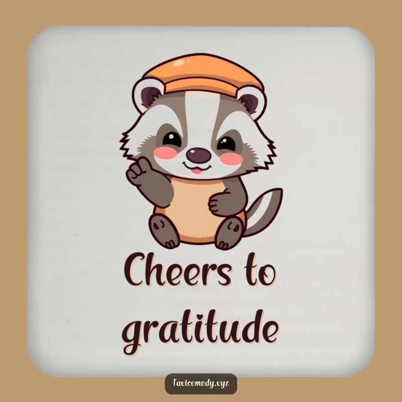 Funny Badger Fare Coaster Set - Protect Surfaces with Grateful Nod, Quirky Gift