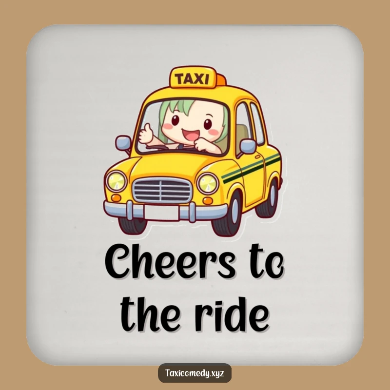 Funny Taxi Driver Coaster: Cheerful Cabbie Thumbs Up, Humorous Drink Decor Gift