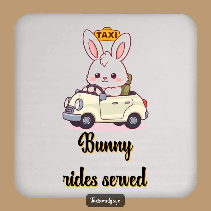 Funny Bunny Taxi Driver Coasters: Protect Surfaces with Hilarious Bunny Art