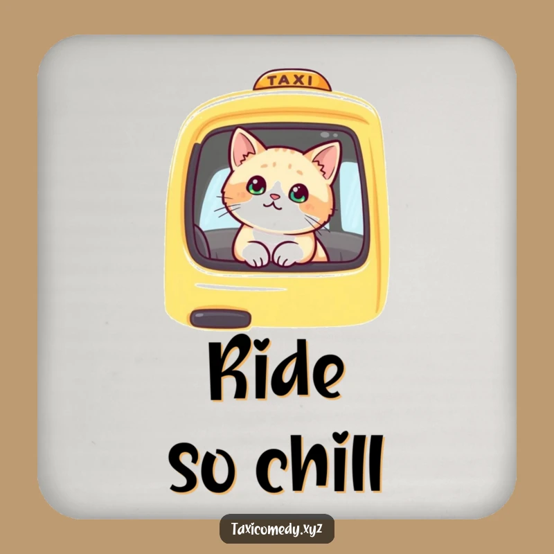 Funny Cat Taxi Coaster: Cute Feline Drink Protector, Stylish & Humorous Accessory