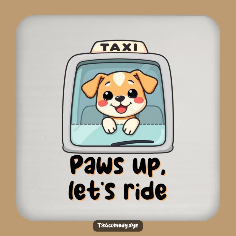Funny Dog Taxi Coaster: Protect Surfaces with a Smiling Pup, Great Housewarming Gift!