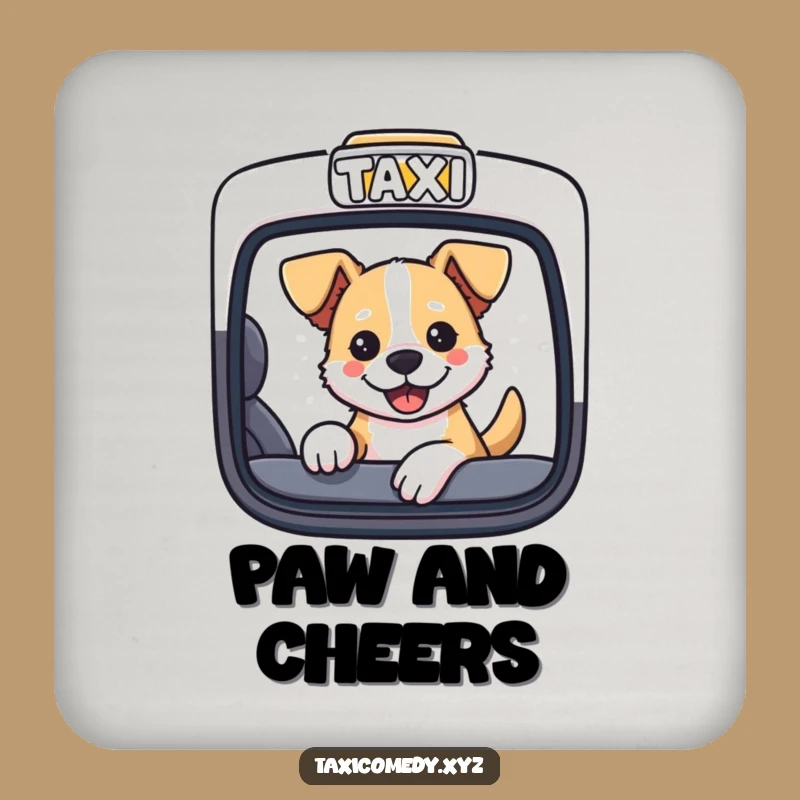 Funny Dog Taxi Coaster Set: Protect Surfaces with Playful Dog Art