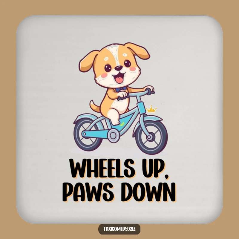 Funny Dog Taxi Driver Coaster - Protect Surfaces with Canine Cyclist Charm and Humor