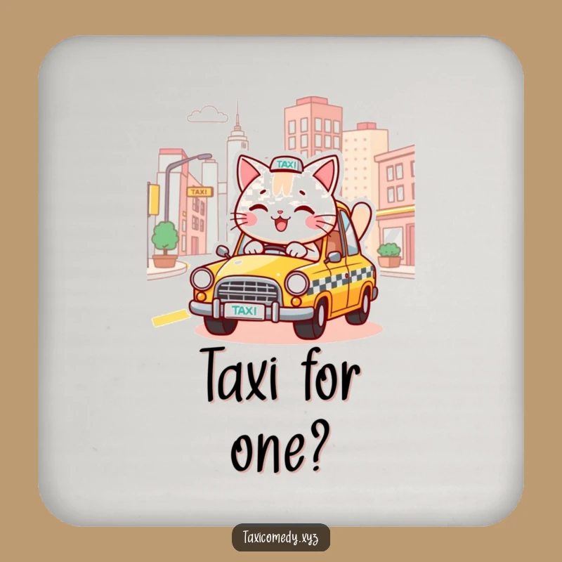 Funny Driving Cat Taxi Coaster - Humorous Surface Protection