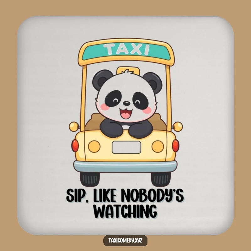 Funny Panda Taxi Rider Coaster: Panda Drink Protector, Stylish & Humorous