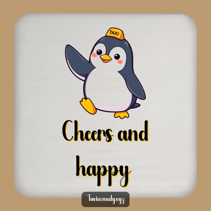 Funny Penguin Taxi Coaster Set - Protect Surfaces with Humorous Bird Design, Quirky Gift