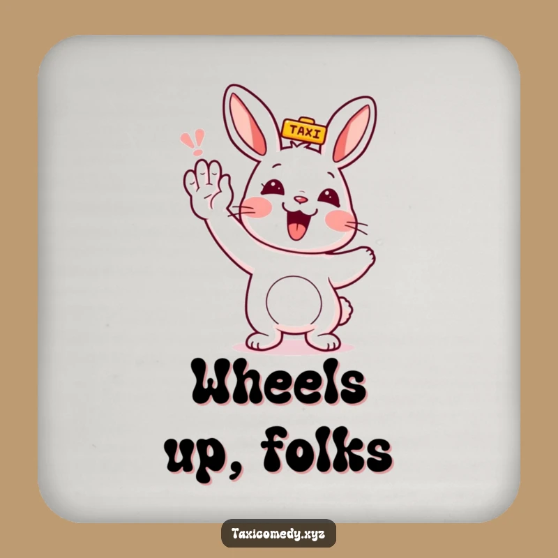Funny Rabbit Hailing Taxi Coaster - Humorous Protection for Surfaces