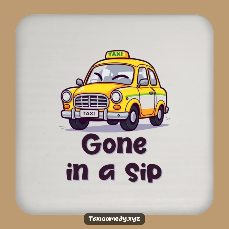 Funny Winking Taxi Drink Coaster Set: Protect Surfaces with Humor!