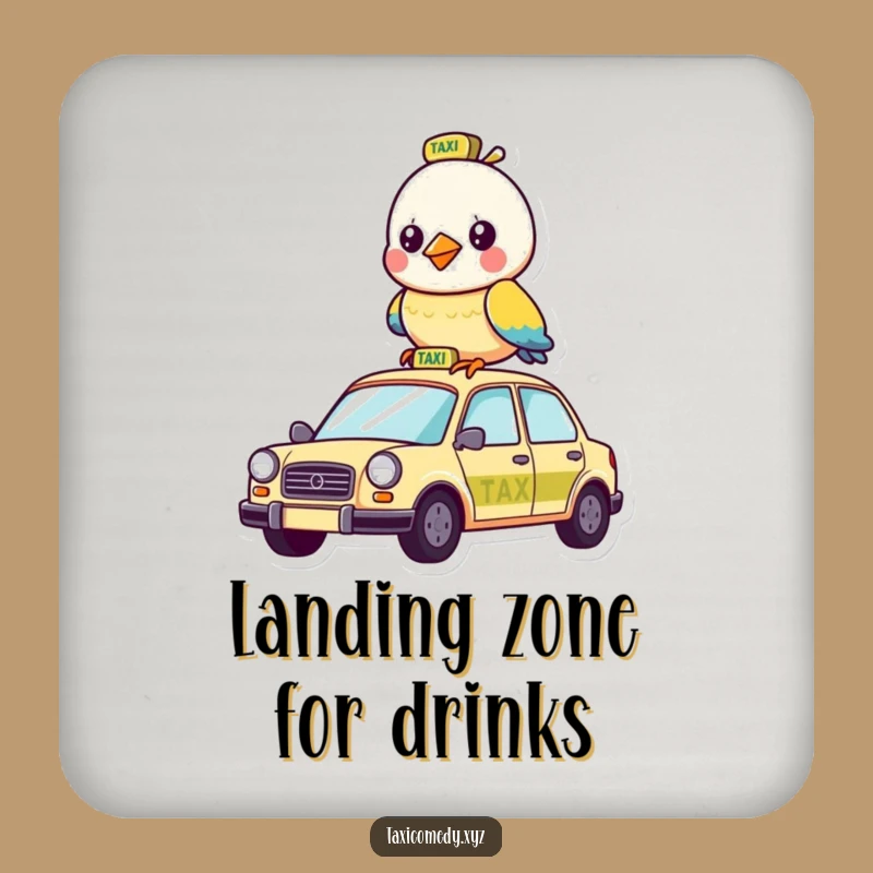 Funny Bird Taxi Coaster Set: Protect Tables with Hilarious Character Art