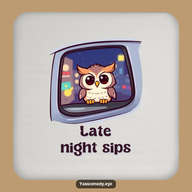 Funny Owl Taxi Coaster: Cheerful Nighttime Protection, Perfect Party Gift
