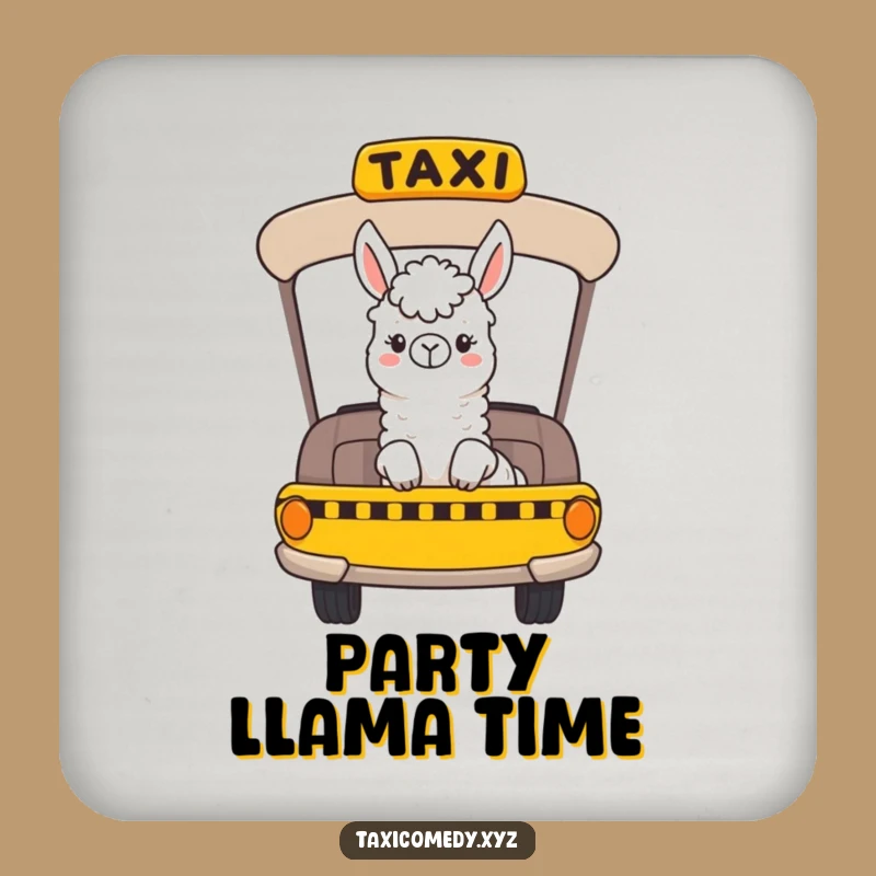 Funny Llama Taxi Coaster Set - Protect Surfaces with Alpaca's Ride, Quirky Gift